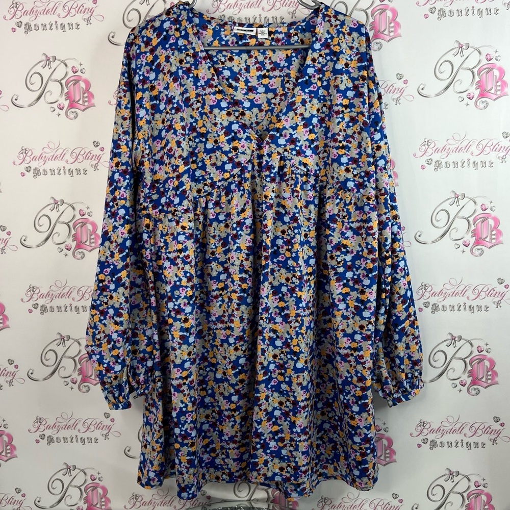 Noisy May dress ruffle hem flowers Multicolor Floral Dress blue yellow pink